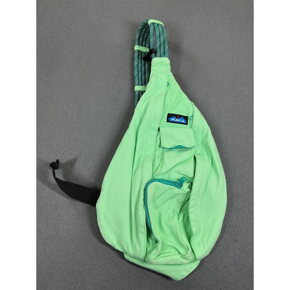 KAVU Sling Bag Womens Medium Green Canvas Rope Crossbody Adjustable Strap Casual